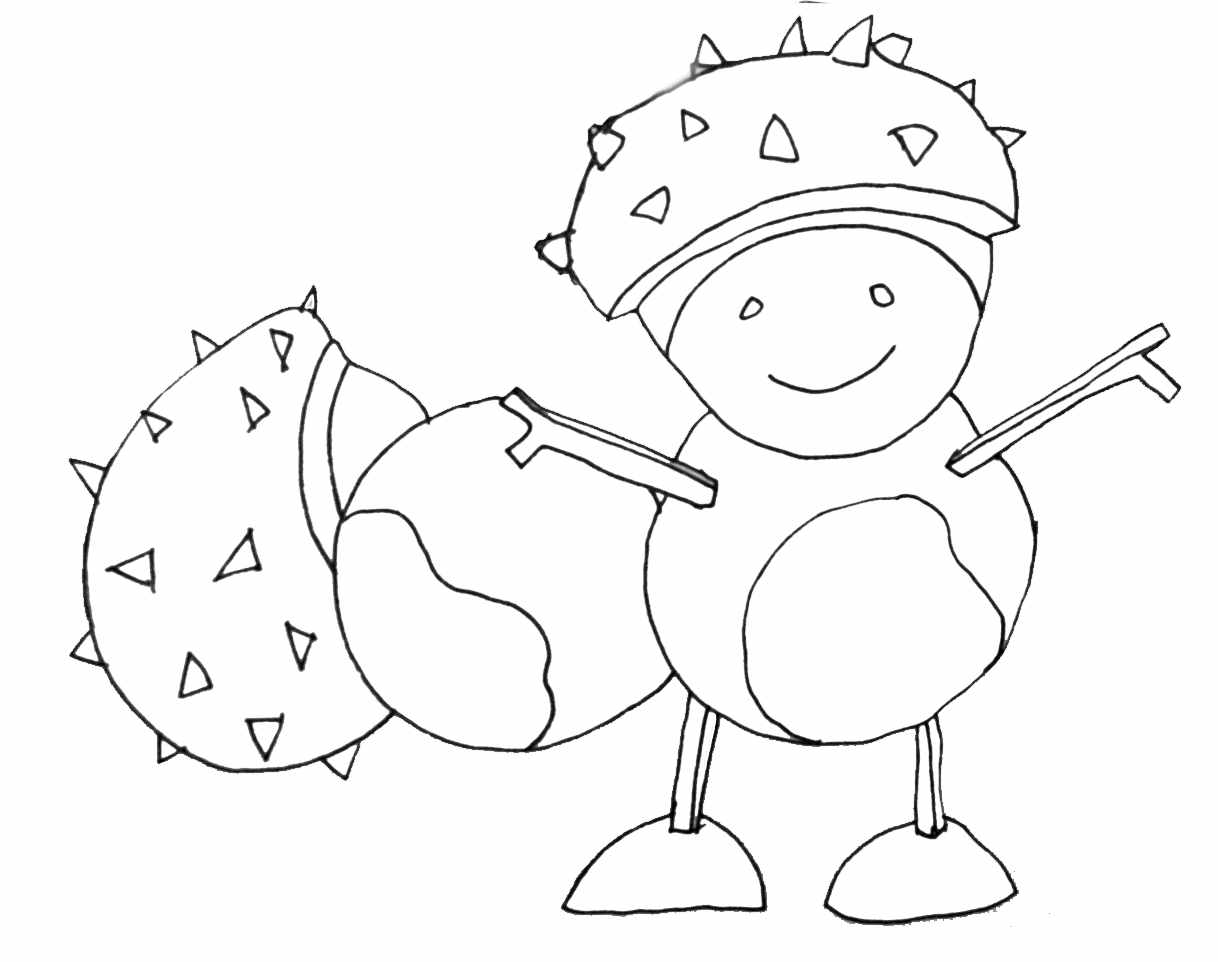 Online coloring book: A smiling man made of chestnuts coloring page